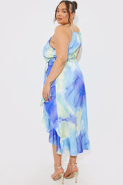 Square Neck Frill Midaxi Dress