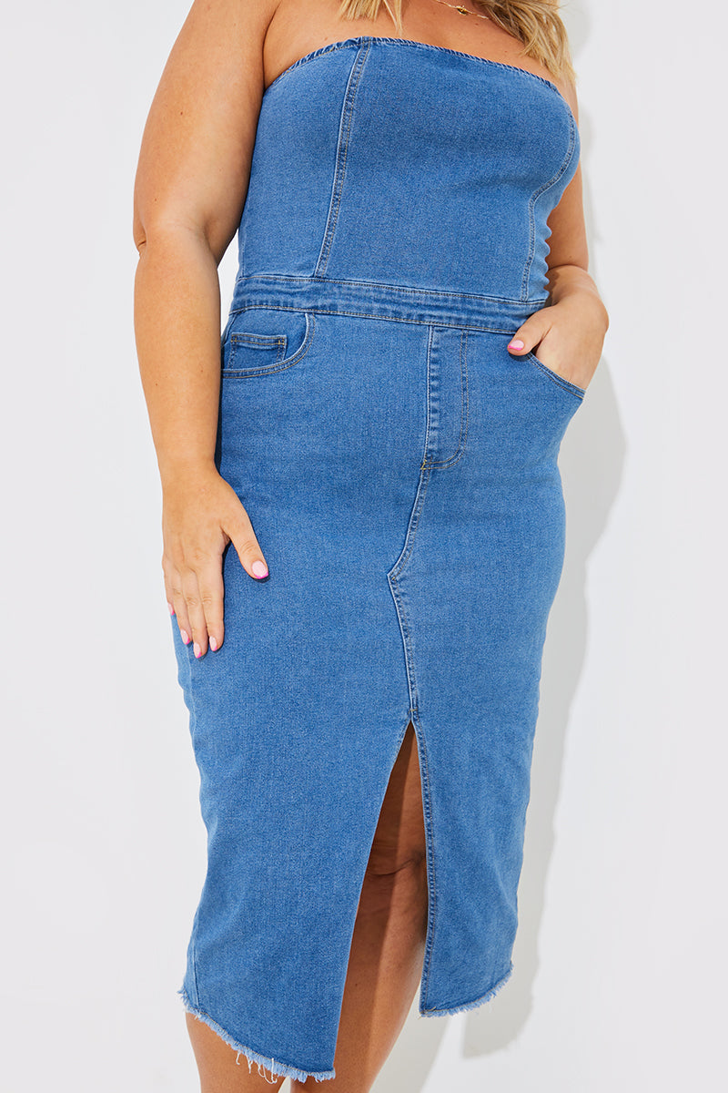 Denim Midi Dress – InTheStyle