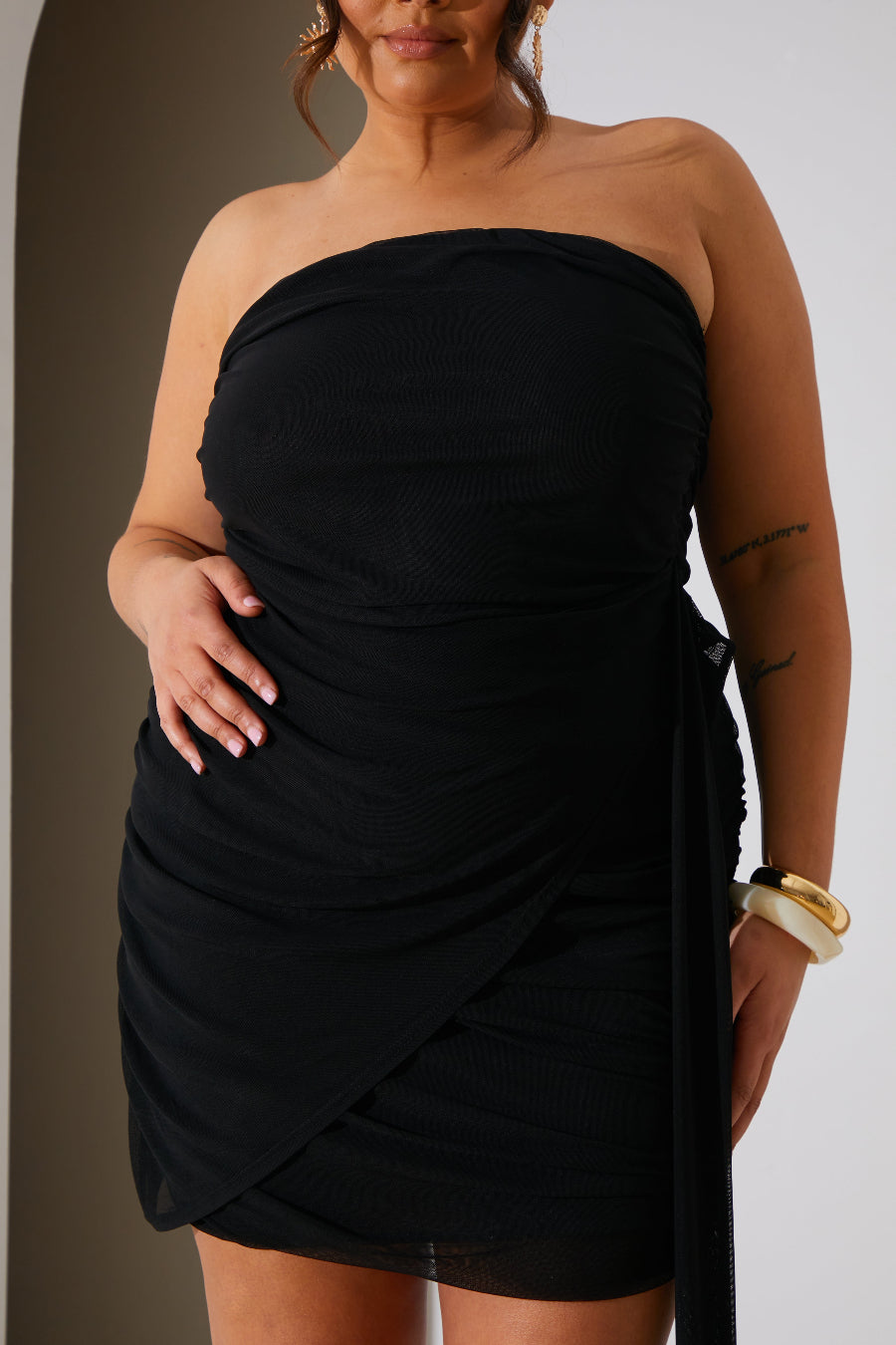 Bandeau Drape Mini Dress