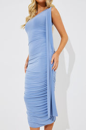 Slinky One Shoulder Midi Dress
