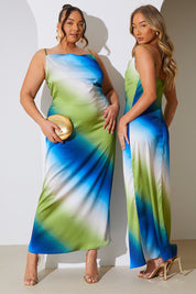 Ombre Cowl Neck Maxi Dress