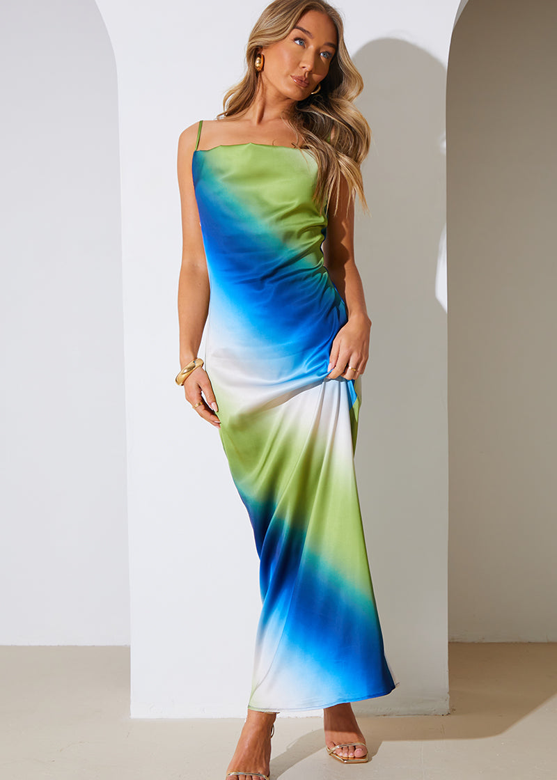 Ombre Cowl Neck Maxi Dress