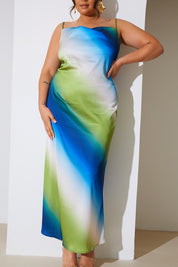 Ombre Cowl Neck Maxi Dress