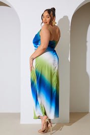 Ombre Cowl Neck Maxi Dress