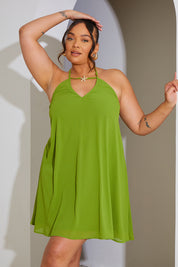 Halter Neck Volume Mini Dress