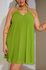 Halter Neck Volume Mini Dress