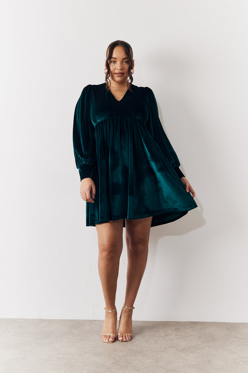 Dark Green Velvet Frock Velvet Smock Mini Dress InTheStyle Dark Green Velvet Frock Velvet Smock Mini Dress InTheStyle
