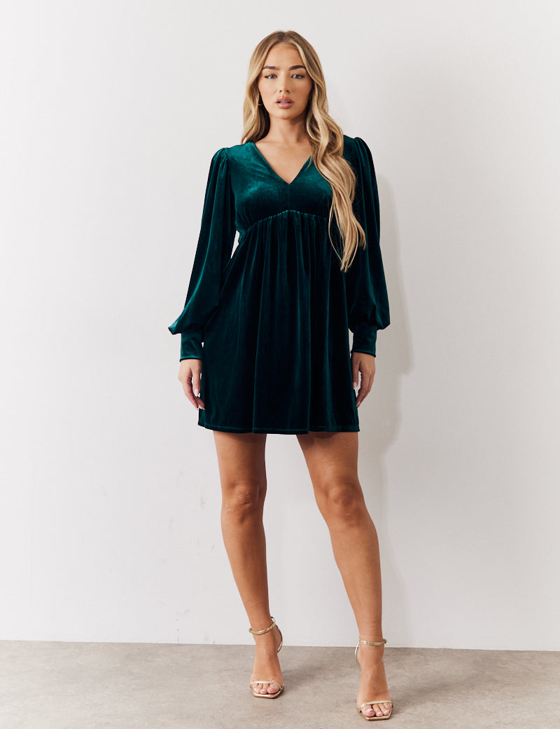 Velvet Smock Mini Dress
