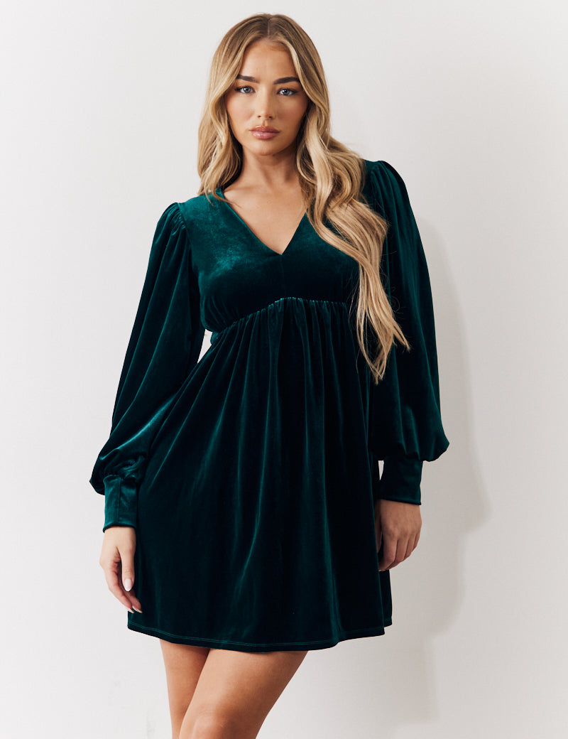 Velvet Smock Mini Dress