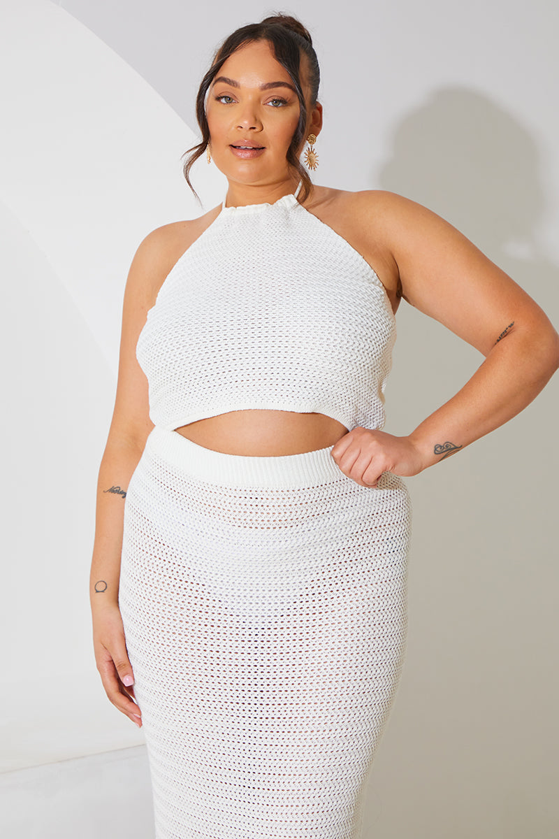 Crochet Keyhole Halter Neck Co-Ord Top