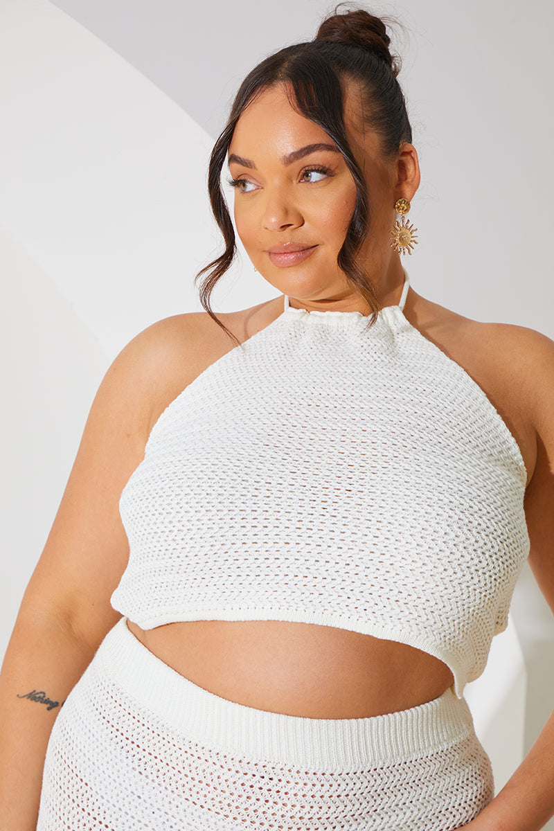 Crochet Keyhole Halter Neck Co-Ord Top