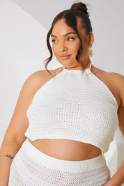 Crochet Keyhole Halter Neck Co-Ord Top