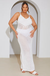 Strappy Side Split Crochet Maxi Dress