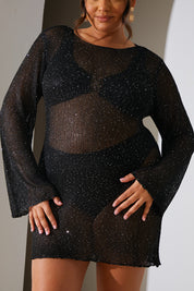 Sequin Knit Long Sleeve Mini Dress