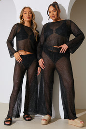 Sequin Knit Long Sleeve Co-Ord Top