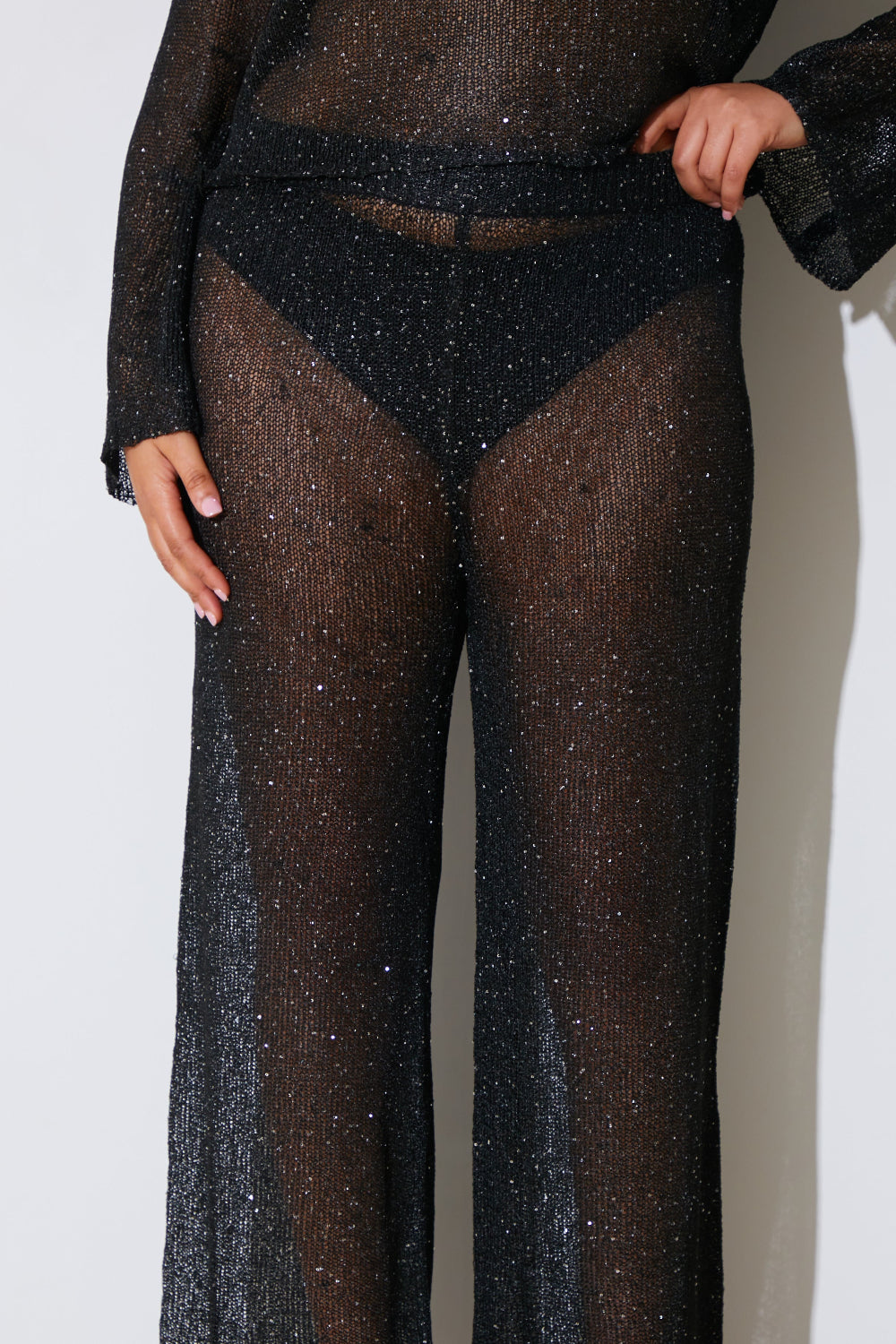 Sequin Knit Wide Leg Co-Ord Trouser