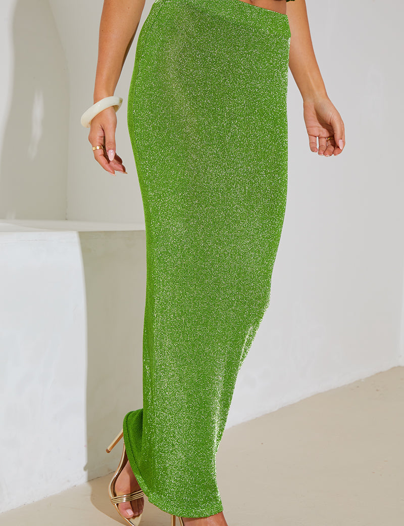 Metallic Knit Maxi Skirt