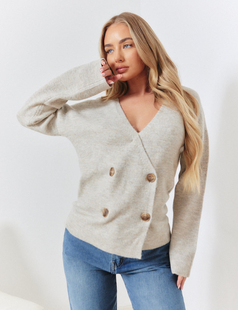 Double Breasted Knit Cardigan