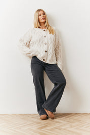 Recycled Cable Knitted Button up Cardigan