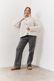 Recycled Cable Knitted Button up Cardigan