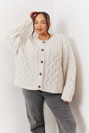 Recycled Cable Knitted Button up Cardigan