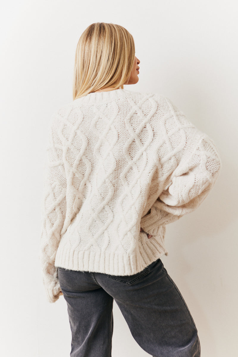 Recycled Cable Knitted Button up Cardigan
