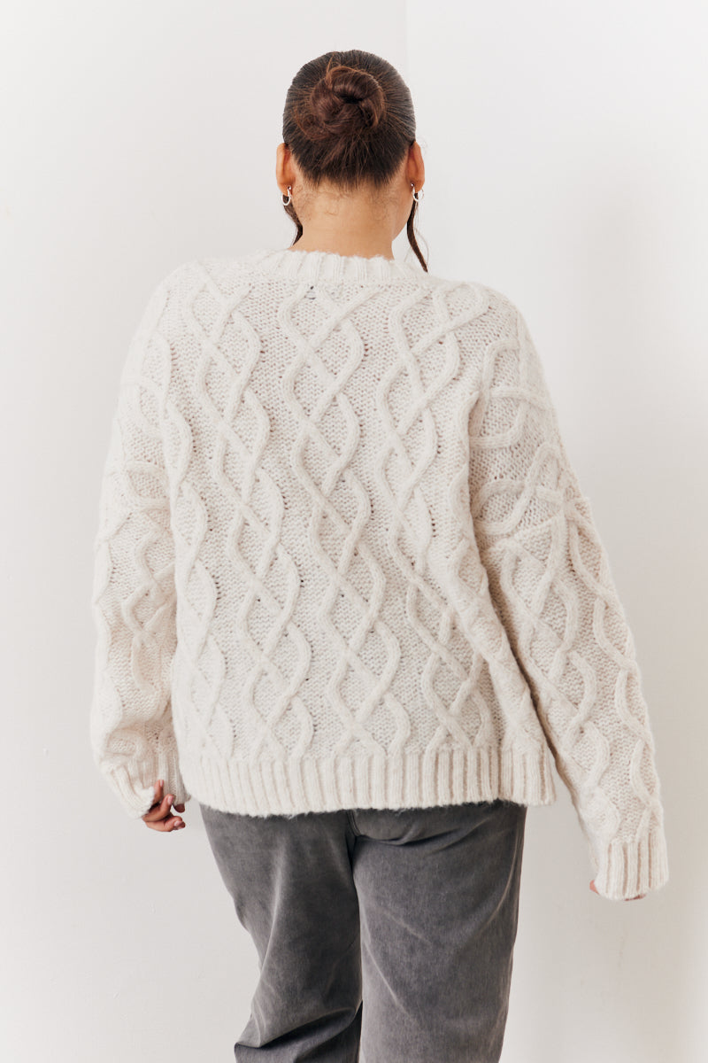 Recycled Cable Knitted Button up Cardigan
