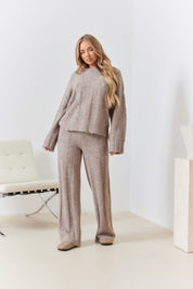 Wide Rib Exposed Seam Knit Co-Ord Jumper