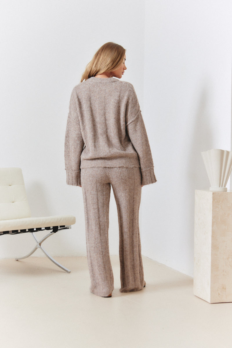 Wide Rib Exposed Seam Knit Co-Ord Jumper
