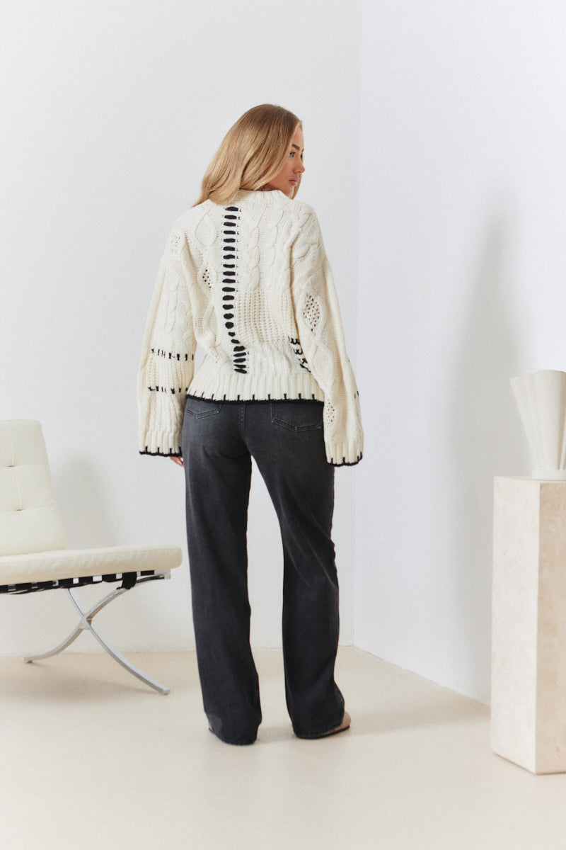 Contrast Stitch Detail Knit Jumper