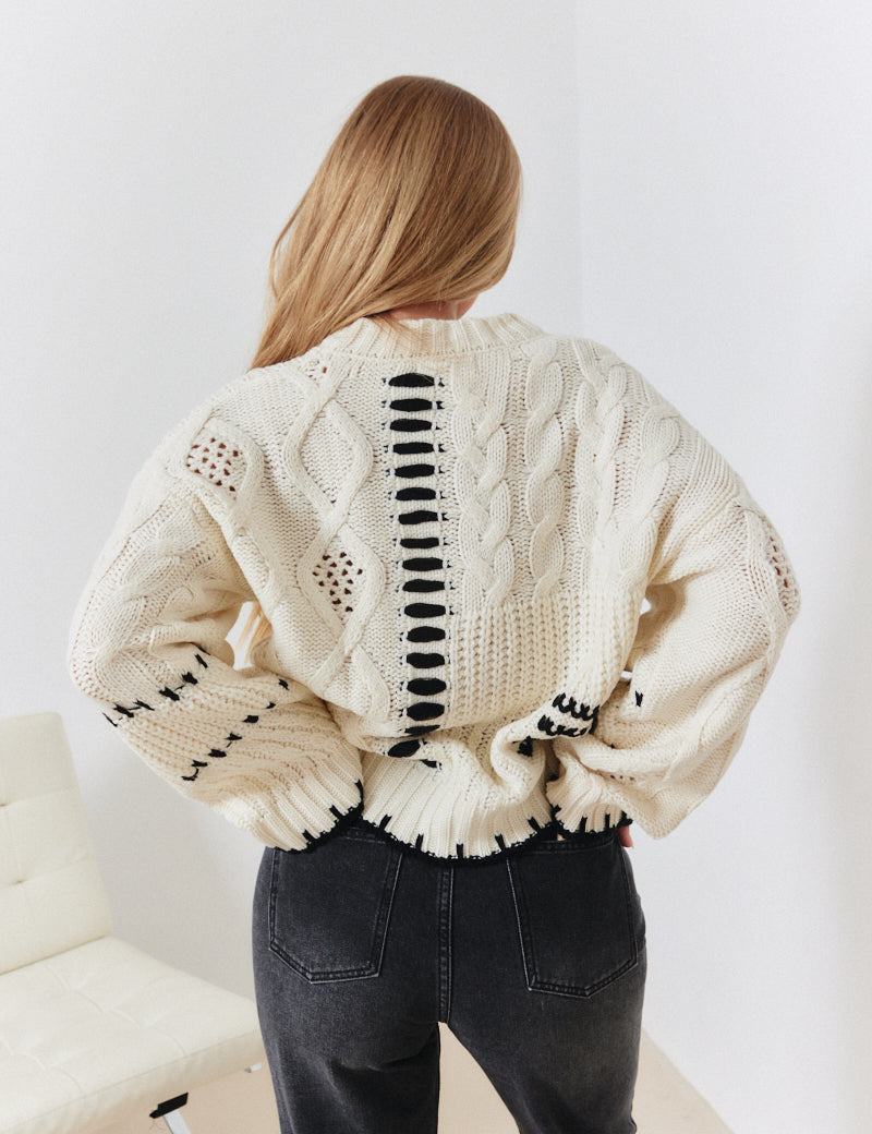 Contrast Stitch Detail Knit Jumper