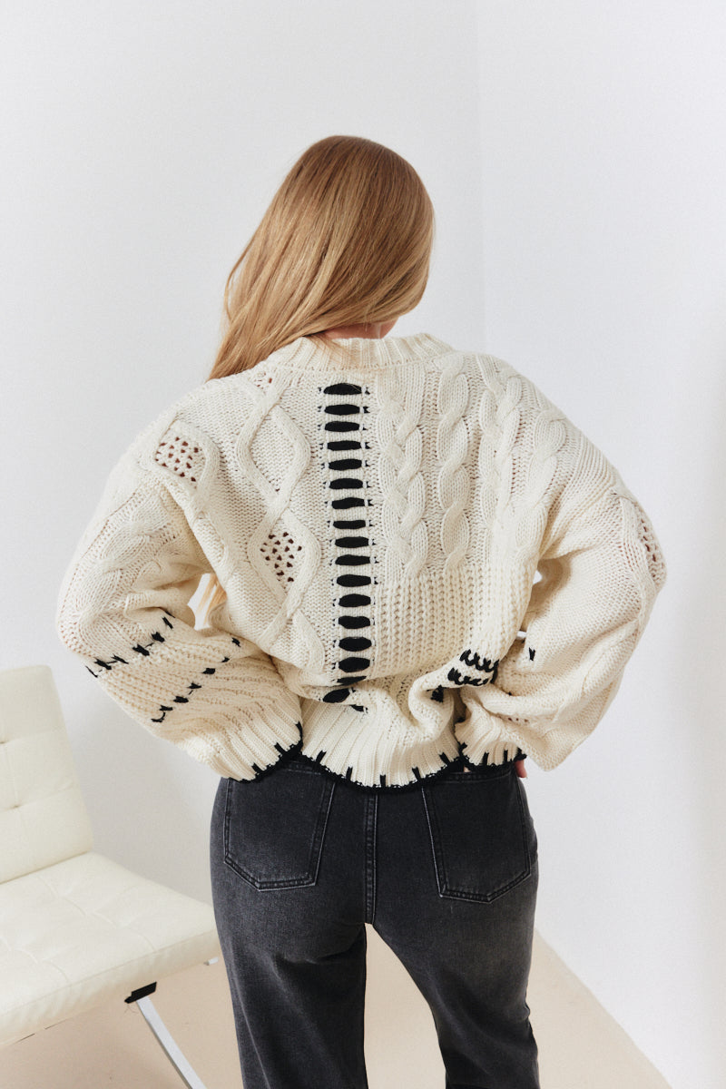 Contrast Stitch Detail Knit Jumper