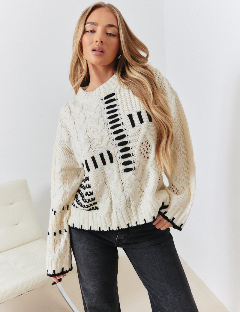 Contrast Stitch Detail Knit Jumper