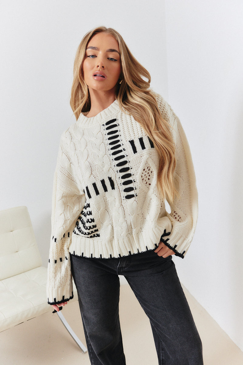 Contrast Stitch Detail Knit Jumper