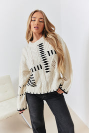 Contrast Stitch Detail Knit Jumper