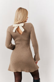 Bow Detail Knit Skater Mini Dress