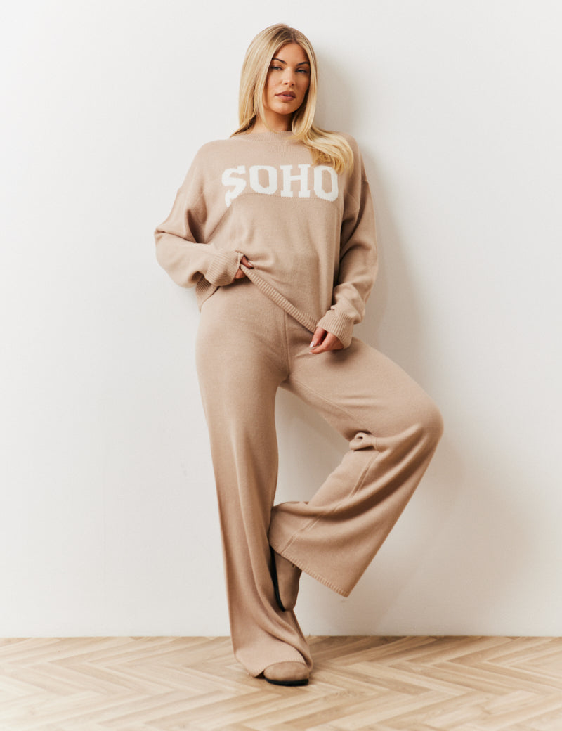 Knitted Wide Leg Co Ord Jogger