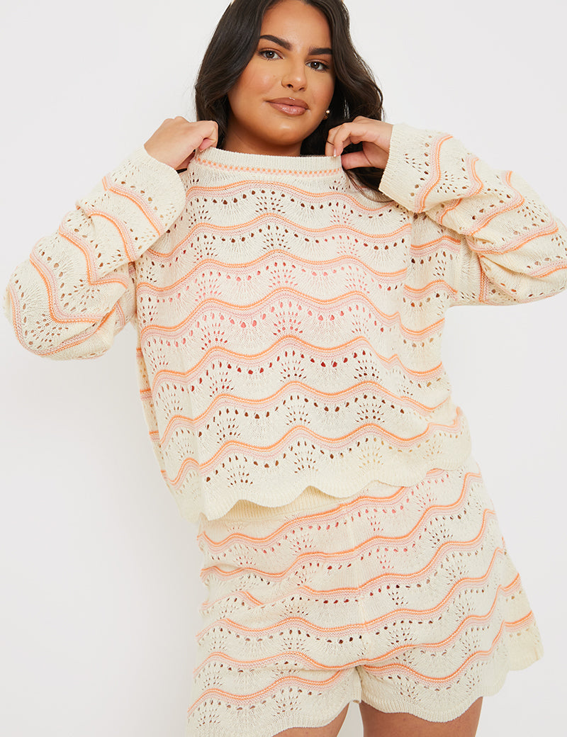 Stripe Chevron Crochet Co-Ord Top