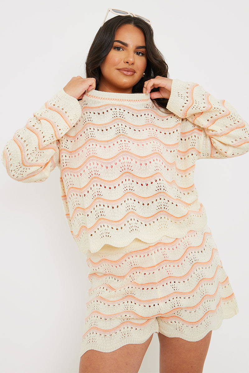 Stripe Chevron Crochet Co-Ord Top