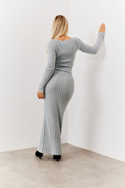 Fluffy Rib Boat Neck Co-Ord Knitted Jumper