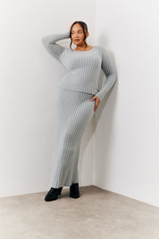Fluffy Rib Boat Neck Co-Ord Knitted Jumper