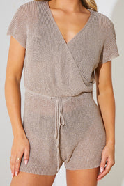Metallic Knit Drawstring Playsuit