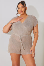 Metallic Knit Drawstring Playsuit