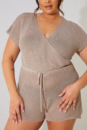 Metallic Knit Drawstring Playsuit