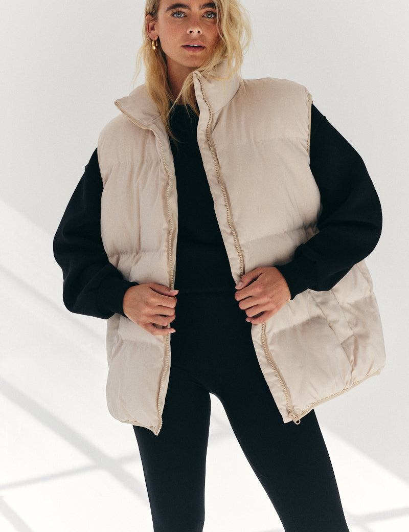 Cream Oversized Puffer Gilet