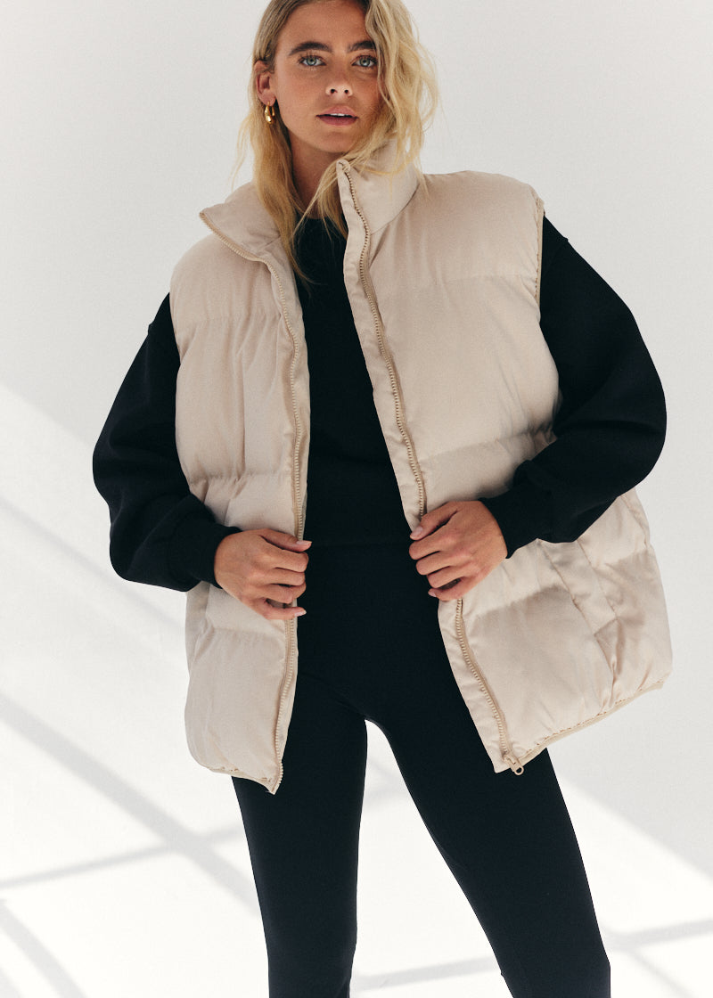 Cream Oversized Puffer Gilet