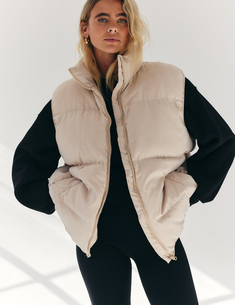 Cream Oversized Puffer Gilet
