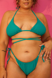 Ruched Tie Waist Bikini Bottoms