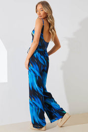 Abstract Print Chiffon Co-Ord Wide Leg Trousers