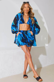 Abstract Print Chiffon Co-Ord Beach Short - InTheStyle